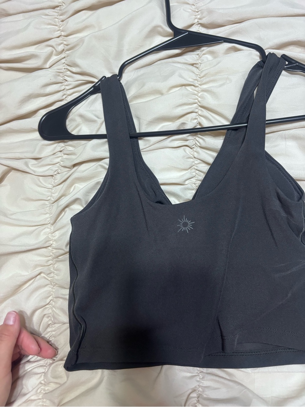 aerie Black Scoop Neck Active Crop Tank